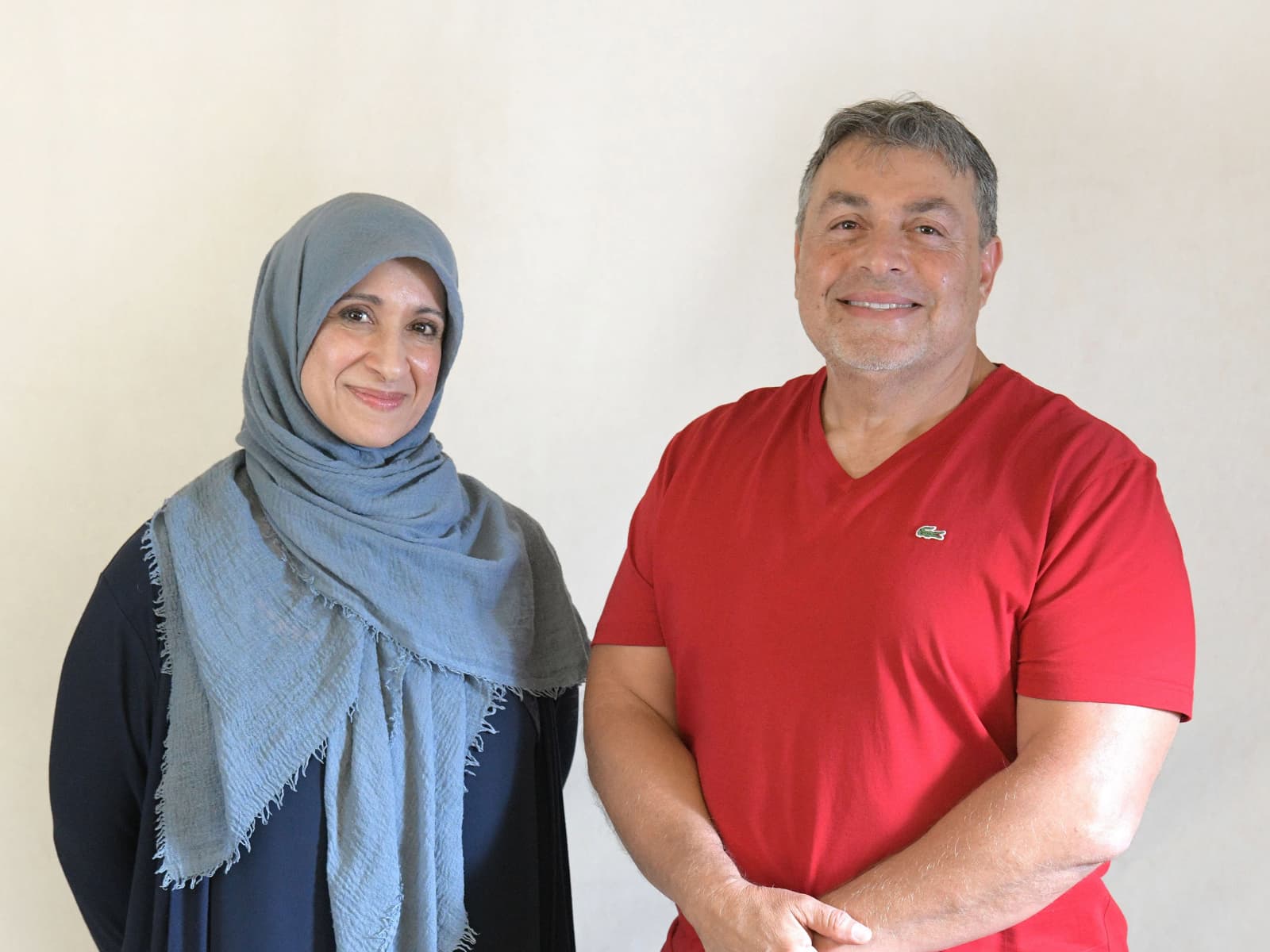 Amjed Hettini photographed with their interviewer, Noha Kolkailah